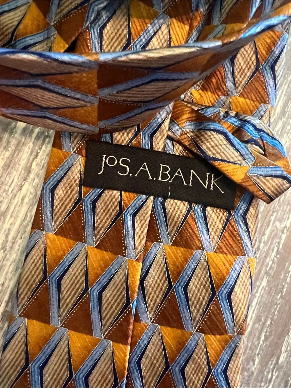 Assorted Men's Blue Patterned Silk and Polyester Ties. Set of 4